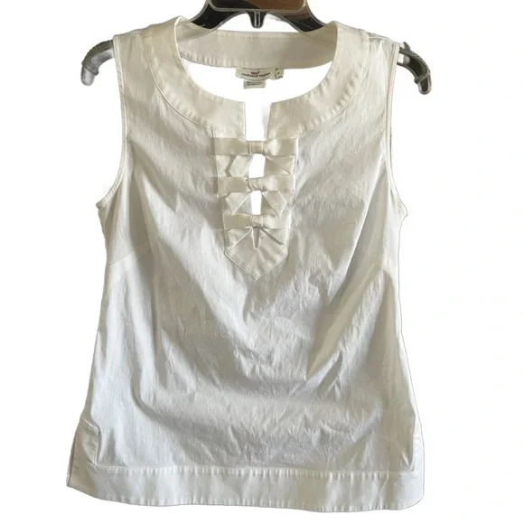 Vineyard Vines White Tie Front Bib Collar Blouse - Picture 1 of 4